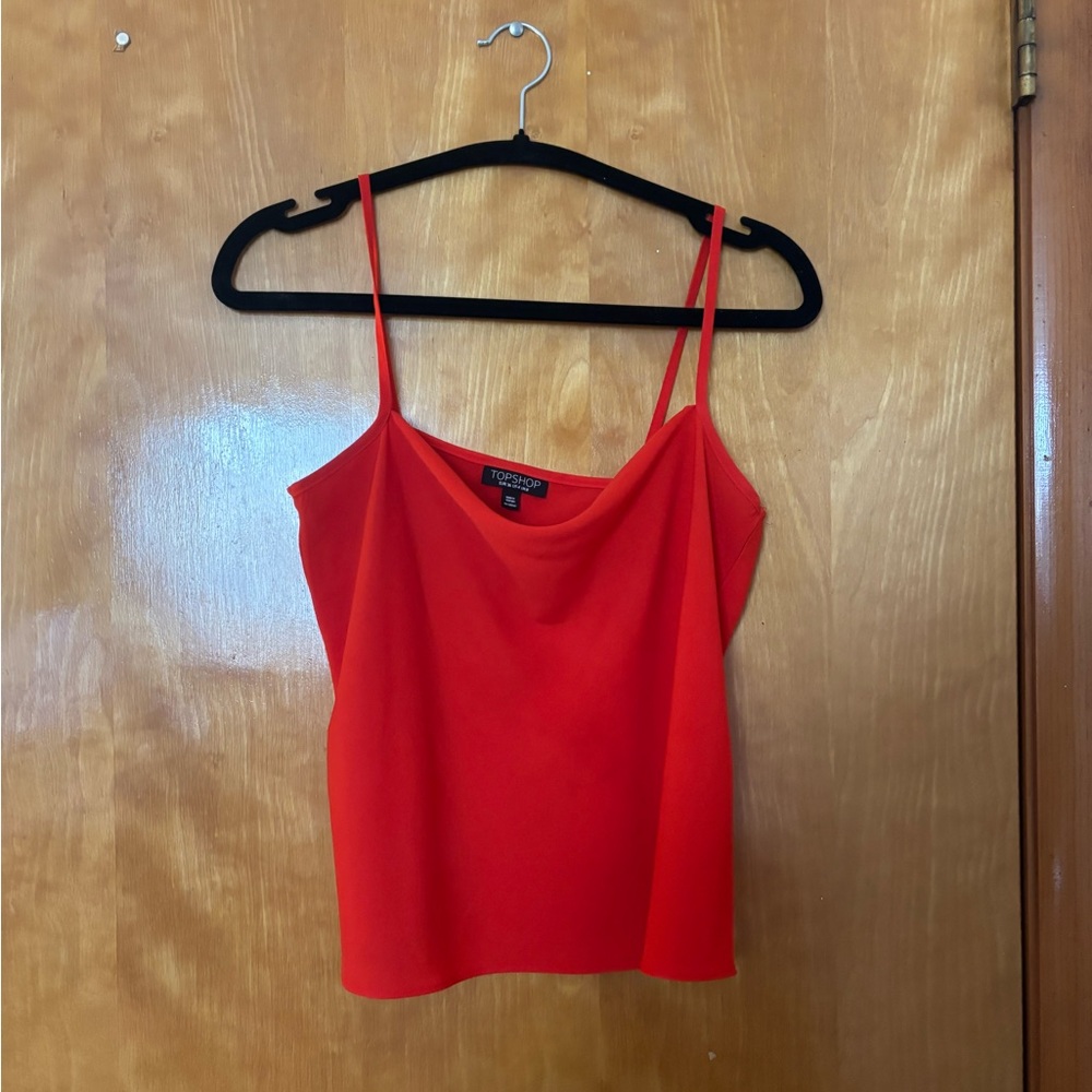 Topshop Red Fitted Sleeveless Camisole